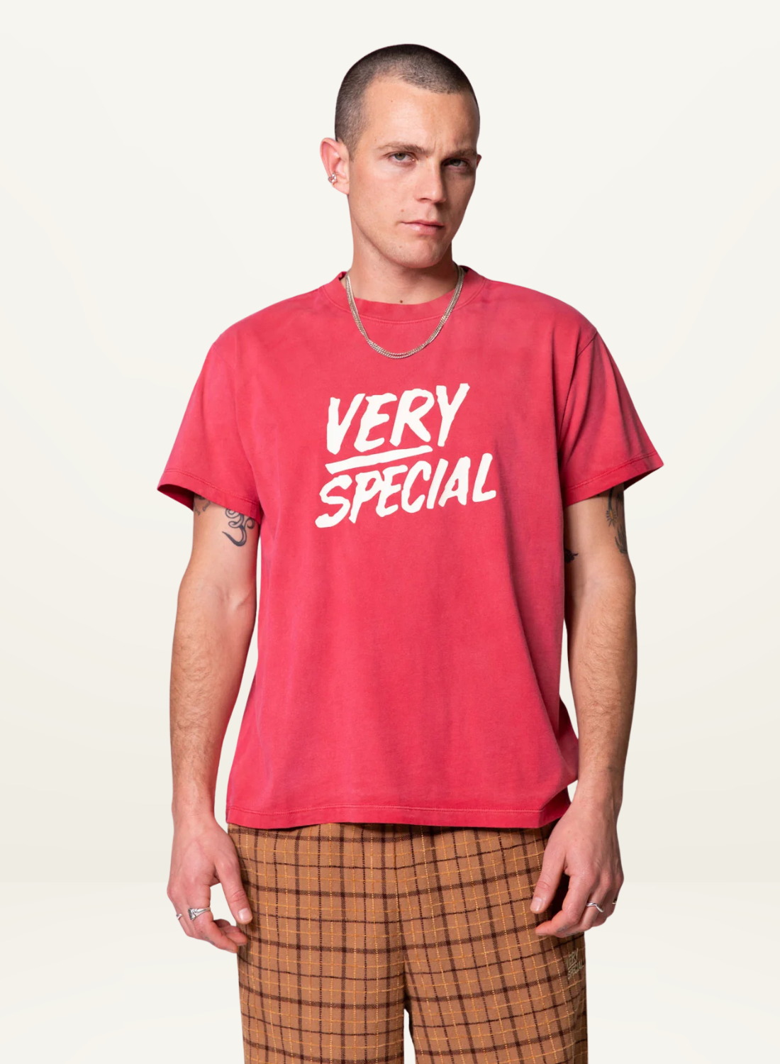 Something Very Special Stacked Logo Tee in Washed Red