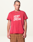 Something Very Special Stacked Logo Tee in Washed Red