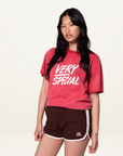Something Very Special Stacked Logo Tee in Washed Red