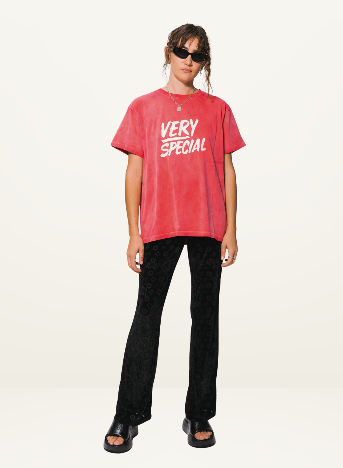 Something Very Special Stacked Logo Tee in Washed Red