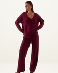 Sovere Lane Plunge Sweater in Mulberry
