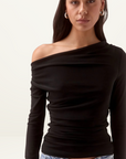 Sovere Myriad Cowl Long Sleeve Top in Black