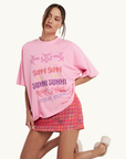 Summi Summi Band Tee in PINK // LAST ONE - SIZE XS