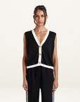 Summi Summi Knit Sleeveless Cardi in BLACK & CREAM