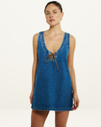 Summi Summi Lacey V Neck Dress in Bleu Denim // LAST ONE SIZE S