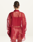 Summi Summi Mercurio Silk Shirt in Carmine Red