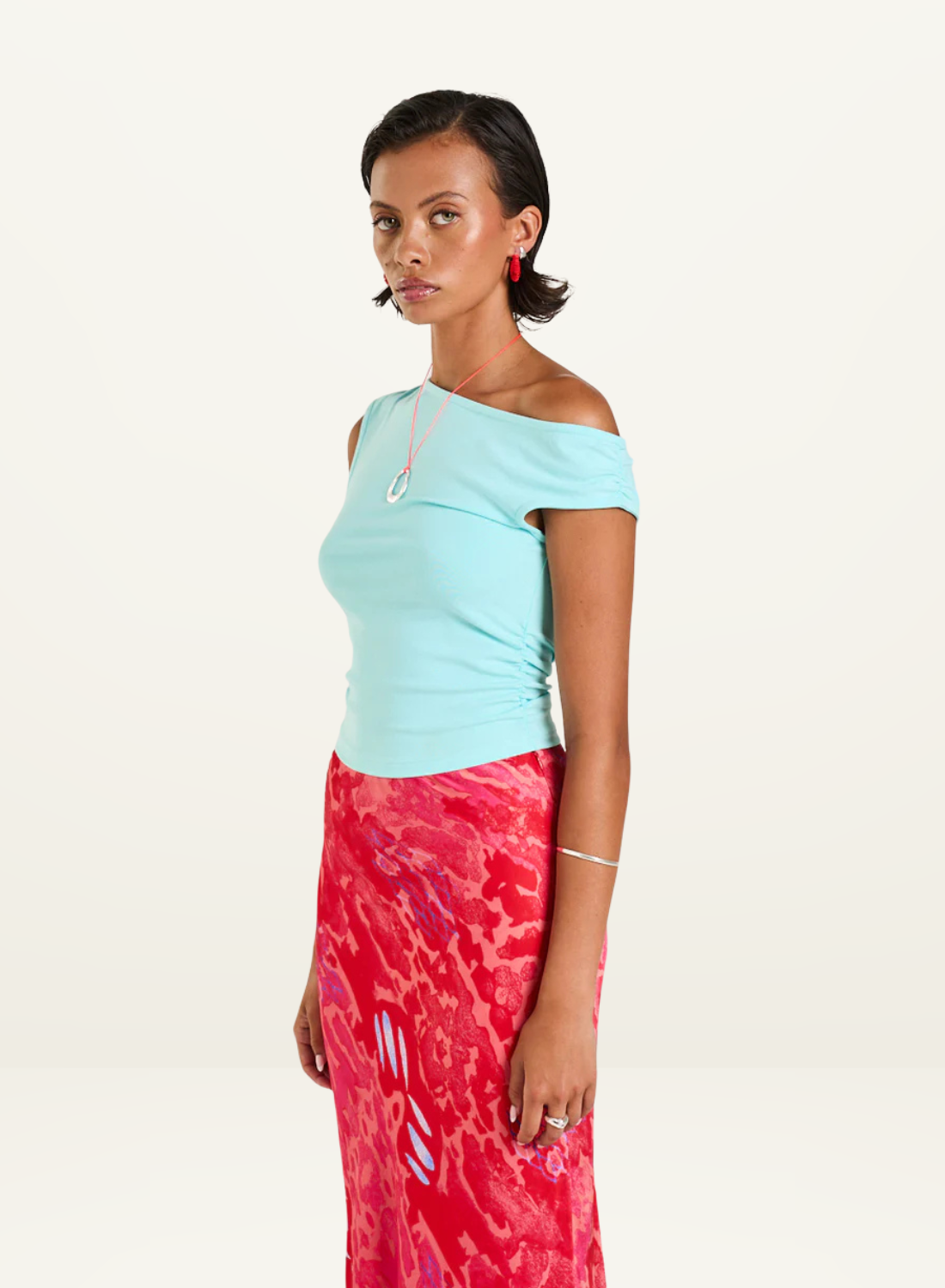 Summi Summi Off Shoulder Tank in Aqua