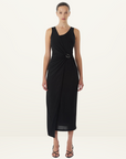 Third Form Stirling Twist Cross Over Midi Dress in Black