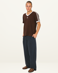 Very Special Mocha Mesh Stripe Tee in Brown