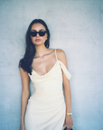 With Harper Lu Draped Gown in Lemon