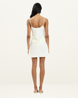 With Harper Lu Georgette Draped Mini Dress in White