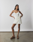 With Harper Lu Georgette Draped Mini Dress in White