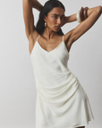 With Harper Lu Georgette Draped Mini Dress in White
