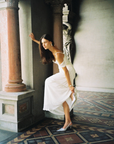 With Harper Lu Georgette Draped Mini Dress in White
