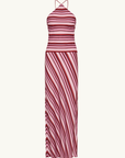 With Harper Lu Halter Maxi Dress in Magenta Stripe