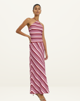 With Harper Lu Halter Maxi Dress in Magenta Stripe