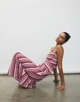 With Harper Lu Halter Maxi Dress in Magenta Stripe // COMING SOON
