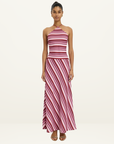 With Harper Lu Halter Maxi Dress in Magenta Stripe // COMING SOON