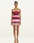 With Harper Lu Stripe Bias Mini Dress in Fucshia Stripe // COMING SOON