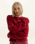 World Of Nomads Frankie Crew Neck Cardigan in MERLOT