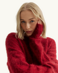 World Of Nomads Frankie Crew Neck Cardigan in MERLOT