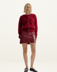 World Of Nomads Frankie Crew Neck Cardigan in MERLOT