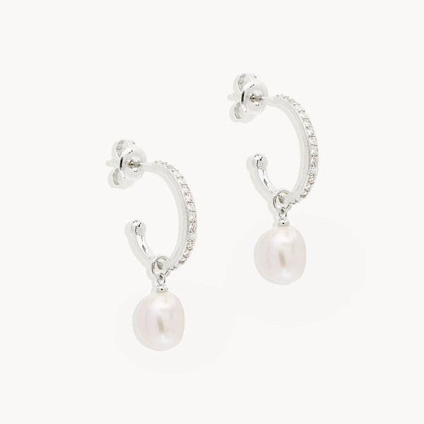 Intention Of Peace Pearl Hoops SILVER By Charlotte-By Charlotte-Frolic Girls