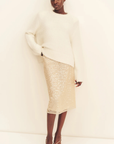 Shona Joy Everly Sequin Midi Skirt in Macadamia