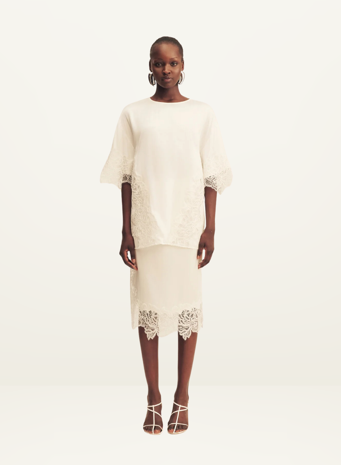 Shona Joy Eniko Lace T-Shirt in Ivory
