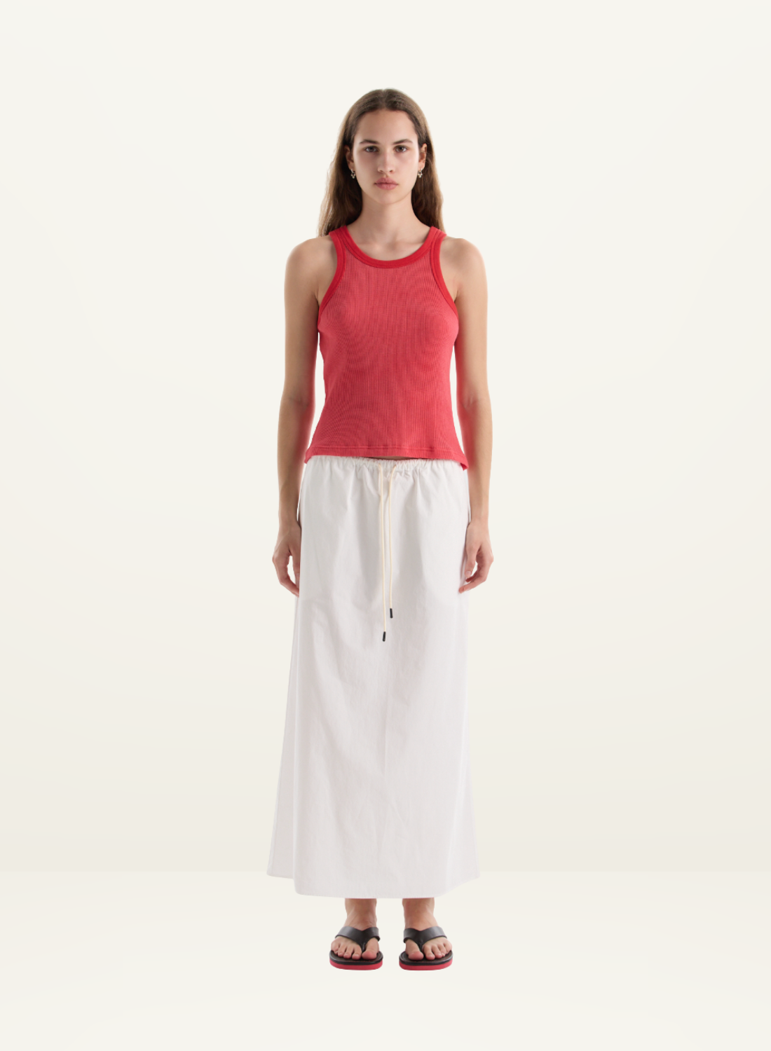 Bassike Crushed Cotton Minimal Skirt in Natural