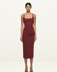 Bec + Bridge Karina Tuck Midi Dress in Sangria