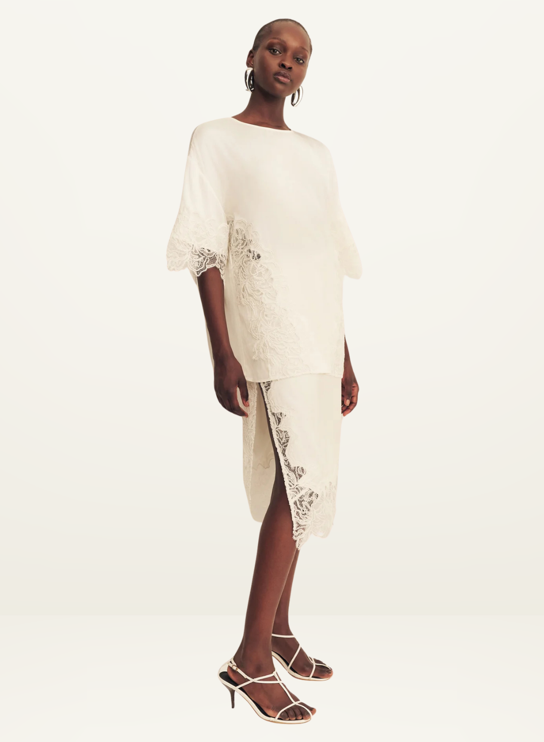 Shona Joy Eniko Lace T-Shirt in Ivory