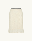 With Harper Lu Polka Dot Mesh Midi Skirt in Ivory