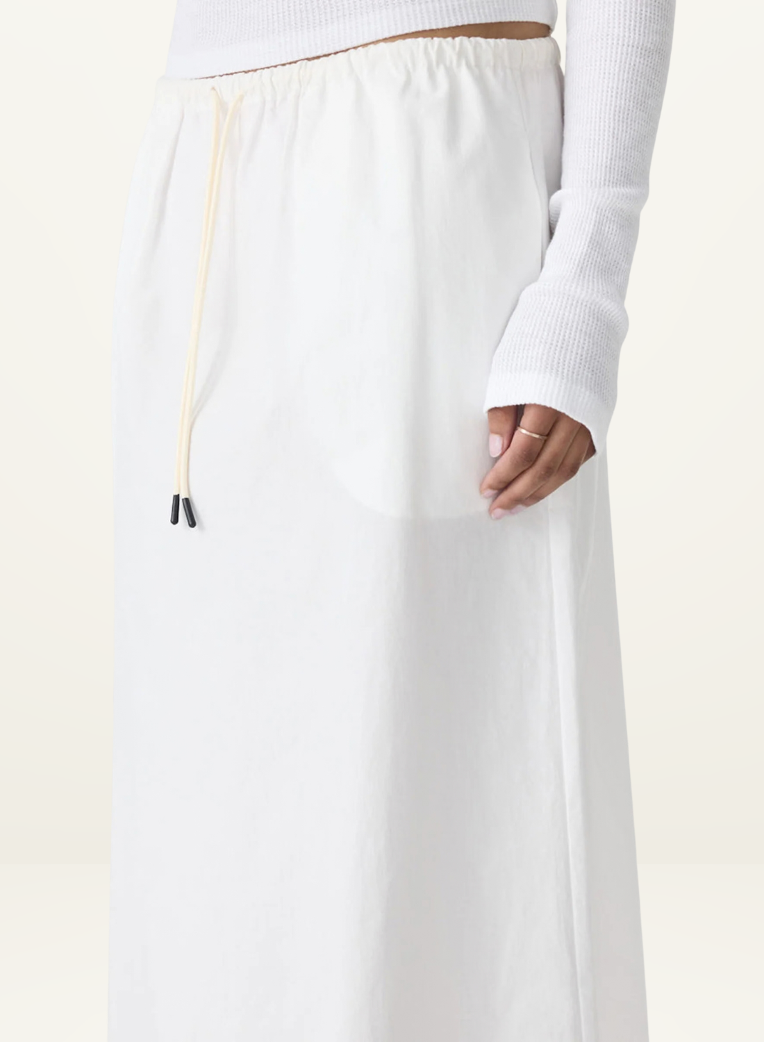 Bassike Crushed Cotton Minimal Skirt in Natural