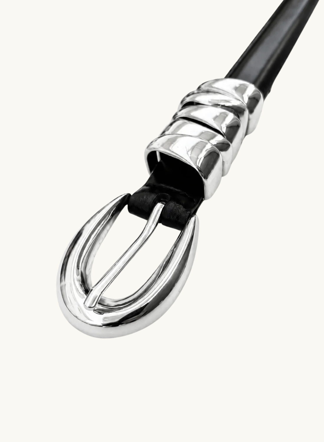 Aelia Molten Silver Loop Belt in Black