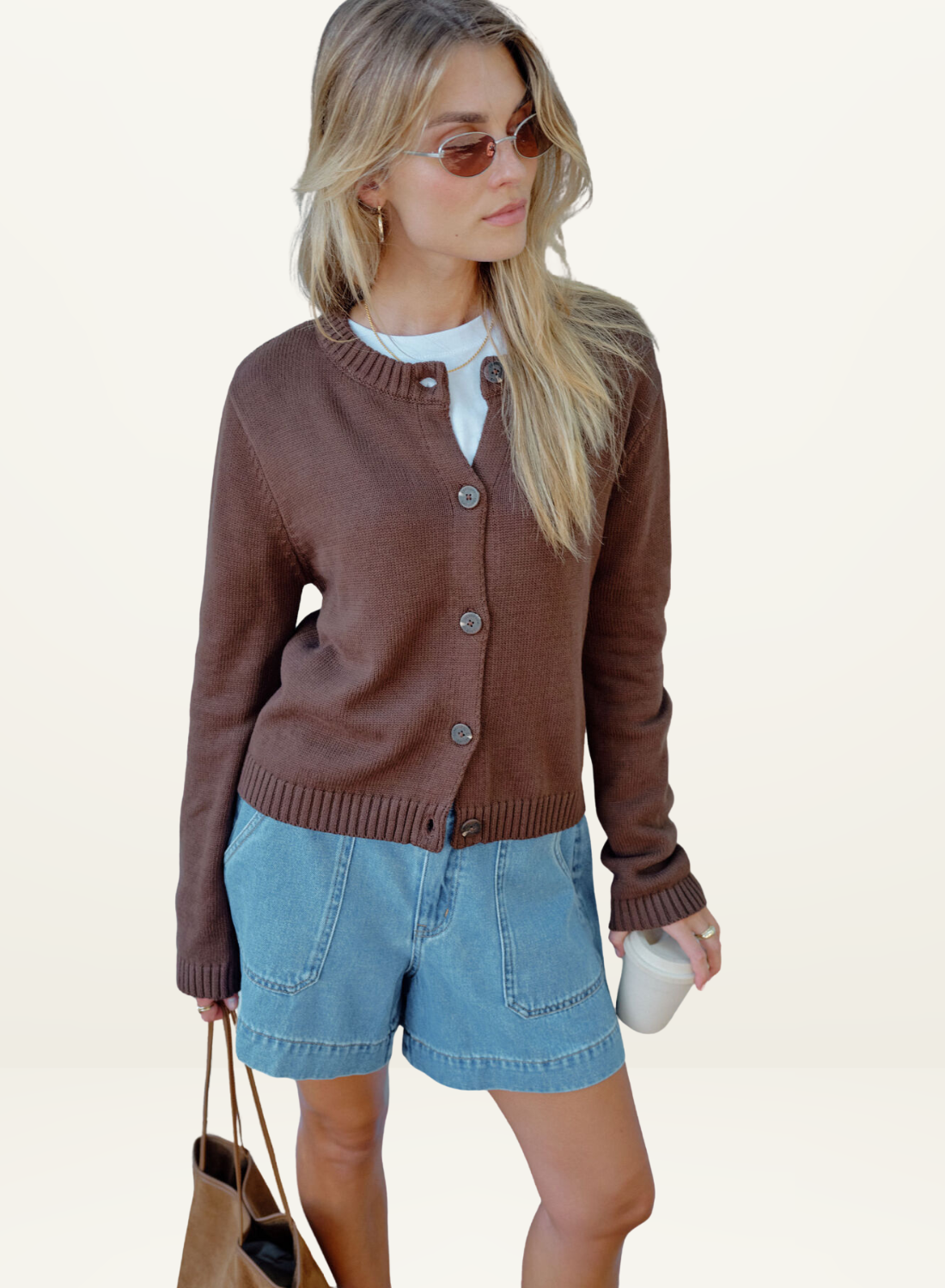 Ceres Nelly Long Sleeve Cardigan in Chocolate