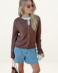 Ceres Nelly Long Sleeve Cardigan in Chocolate
