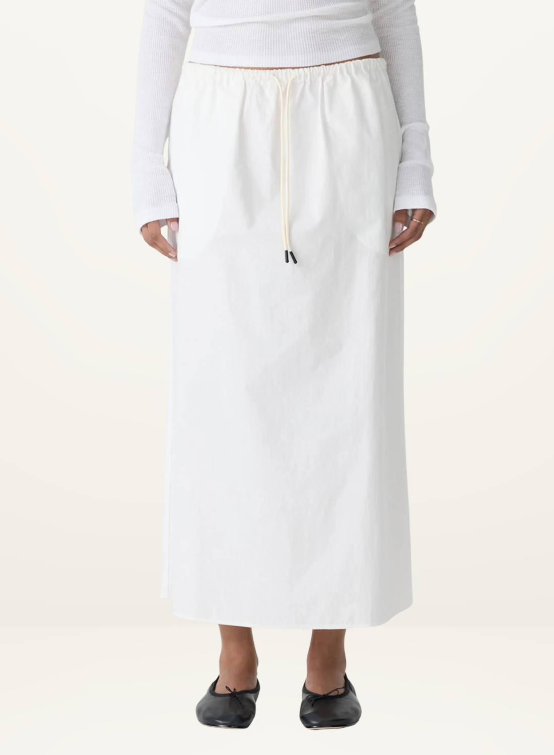 Bassike Crushed Cotton Minimal Skirt in Natural