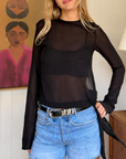Aelia Molten Silver Loop Belt in Black