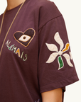 Alemais Sirocco Embroidered Tee in Chocolate