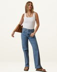 Ceres Life Zaeli Contour Rib Square Neck Tank in White