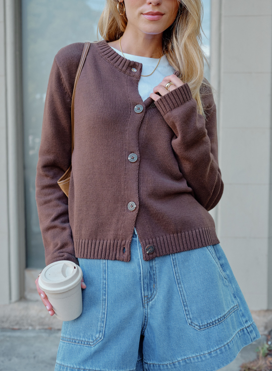 Ceres Nelly Long Sleeve Cardigan in Chocolate