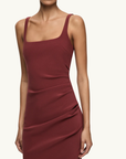 Bec + Bridge Karina Tuck Midi Dress in Sangria