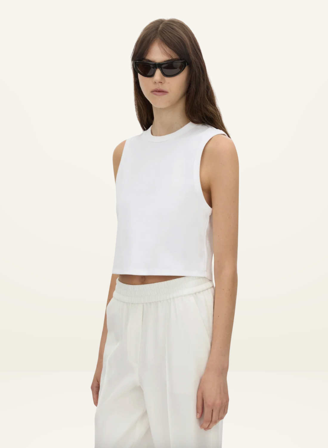 Camilla and Marc Alba Crop Rib Tank in Soft White