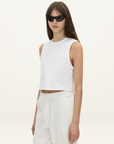 Camilla and Marc Alba Crop Rib Tank in Soft White