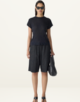 Bassike Minimal Chambray Pull On Short in Washed Black