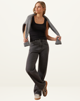 Ceres Life Zaeli Contour Rib Square Neck Tank in Black
