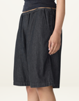 Bassike Minimal Chambray Pull On Short in Washed Black