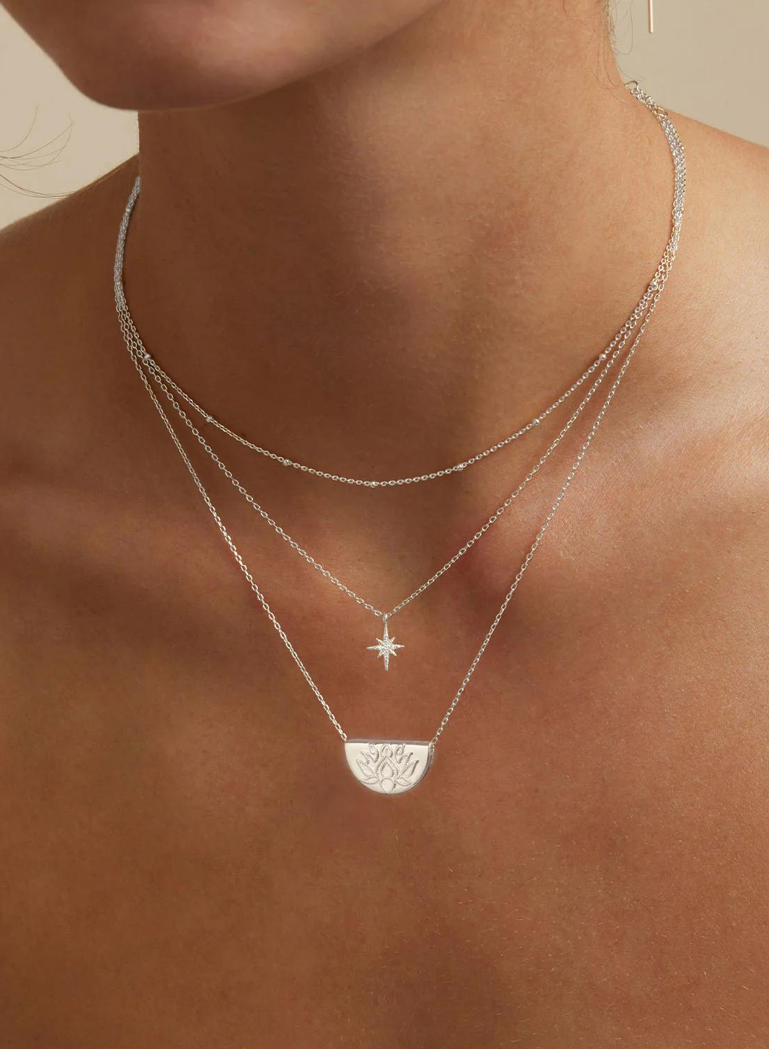 Lotus Short Necklace SILVER by Charlotte-By Charlotte-Frolic Girls