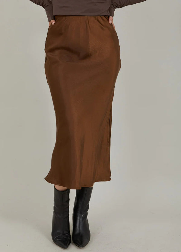 Skyler Mid Length Skirt METALLIC BROWN Coster Copenhagen-Coset Copenhagen-Frolic Girls